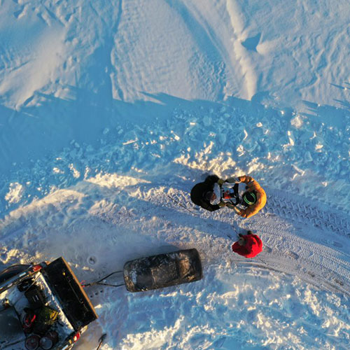 Drilling ice on GBL