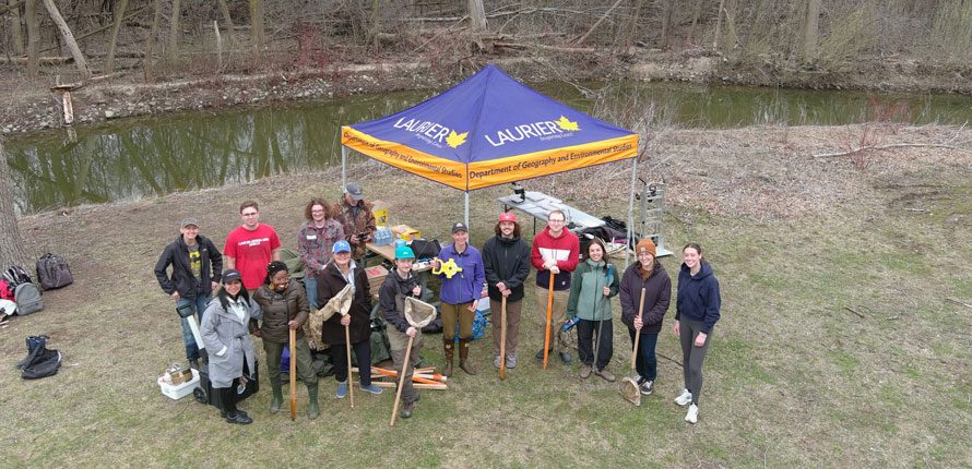 group beside a river